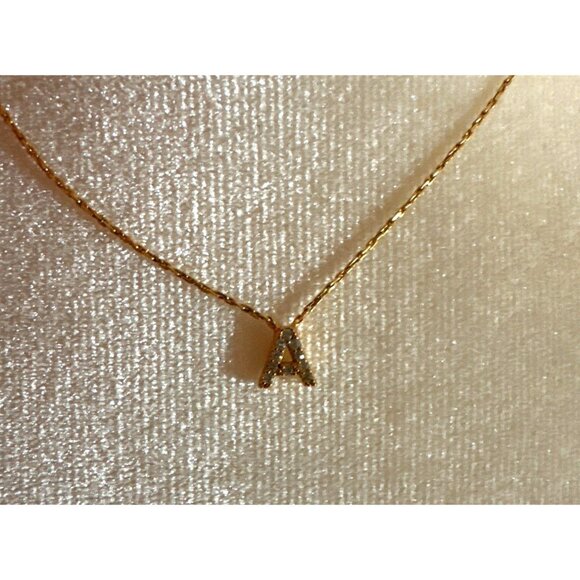 Dainty Letter "A" Initial Pendant Necklace Mini Gold Plating Adjustable Chain - Picture 4 of 4